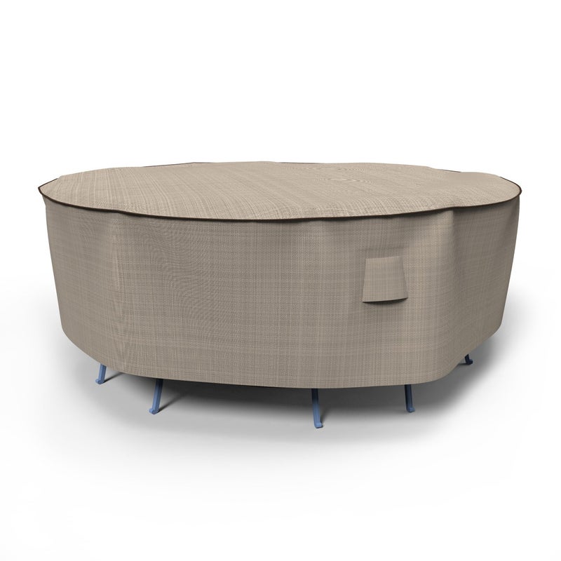 Budge P5A01PM1 English Garden Round Patio Table and Chairs Combo Cover Heavy Duty and Waterproof, Medium, Tan Tweed - Image 1